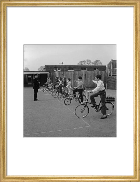 School children training for their National Cycling Proficiency test at St. Mary's School