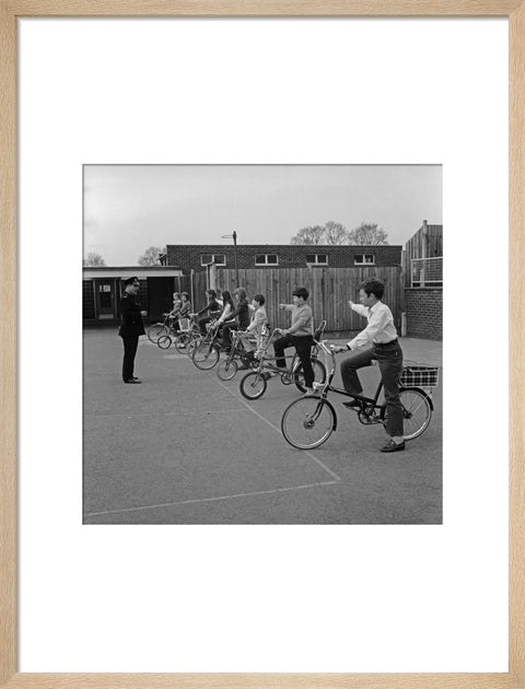 School children training for their National Cycling Proficiency test at St. Mary's School