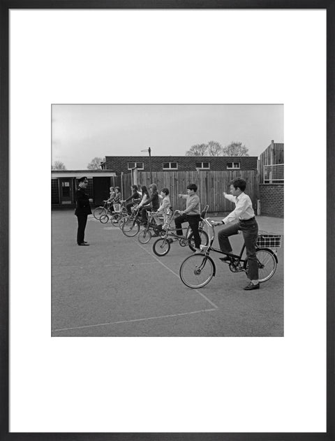 School children training for their National Cycling Proficiency test at St. Mary's School