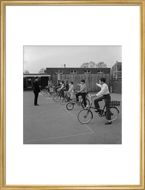 School children training for their National Cycling Proficiency test at St. Mary's School