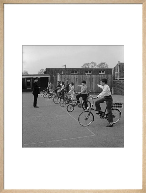 School children training for their National Cycling Proficiency test at St. Mary's School
