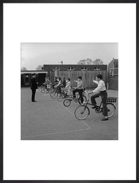 School children training for their National Cycling Proficiency test at St. Mary's School