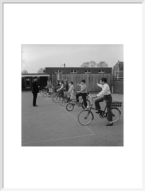 School children training for their National Cycling Proficiency test at St. Mary's School