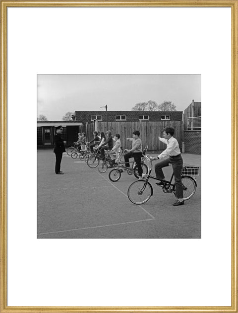 School children training for their National Cycling Proficiency test at St. Mary's School