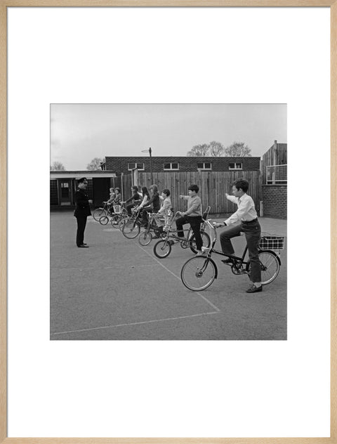 School children training for their National Cycling Proficiency test at St. Mary's School