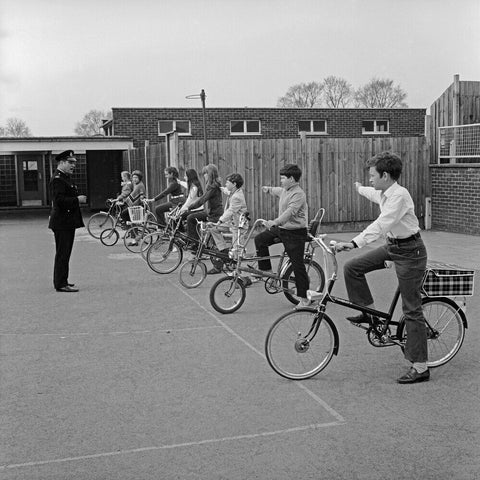 School children training for their National Cycling Proficiency test at St. Mary's School