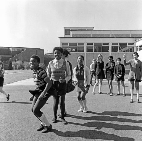 Skipping in the playground at Alperton High School