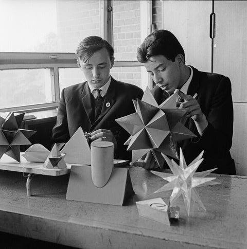 Schoolboys in a technical drawings lesson, Holland Park Comprehensive School