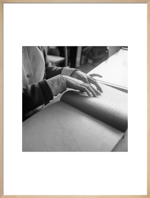 Close up of hands of child reading Braille at the Linden Lodge School for the Blind.