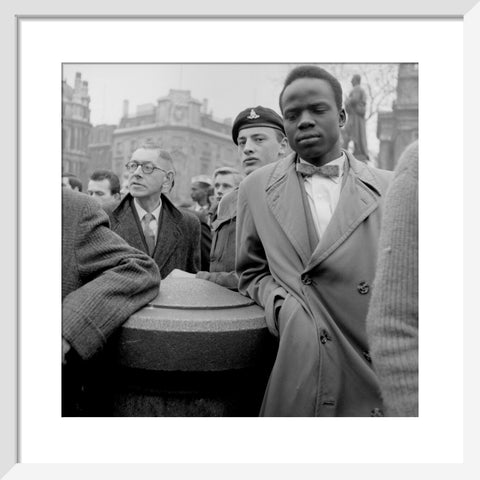 Crowd of protesters at a rally in Trafalgar Square on 27 March 1960