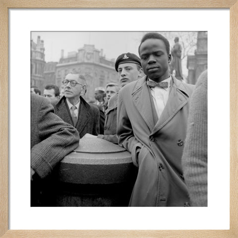 Crowd of protesters at a rally in Trafalgar Square on 27 March 1960