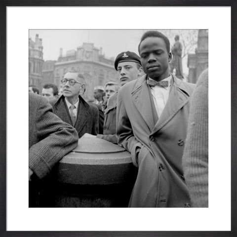 Crowd of protesters at a rally in Trafalgar Square on 27 March 1960