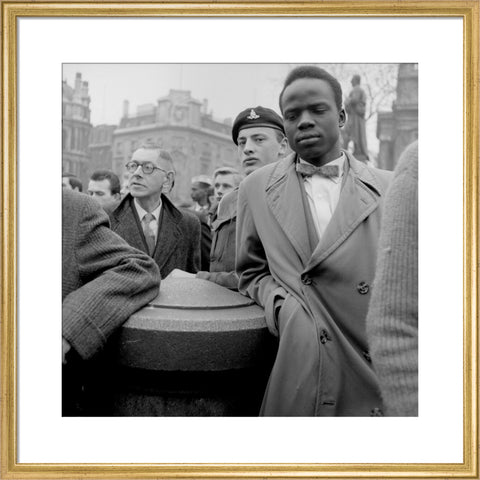Crowd of protesters at a rally in Trafalgar Square on 27 March 1960