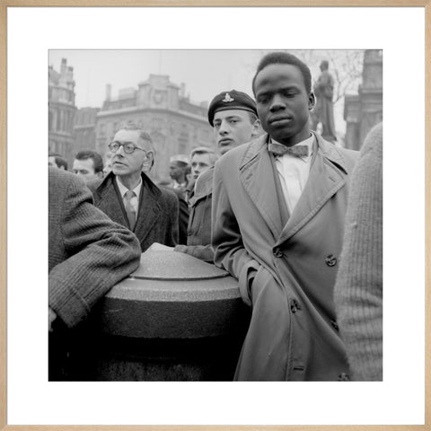Crowd of protesters at a rally in Trafalgar Square on 27 March 1960