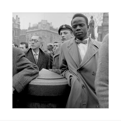 Crowd of protesters at a rally in Trafalgar Square on 27 March 1960
