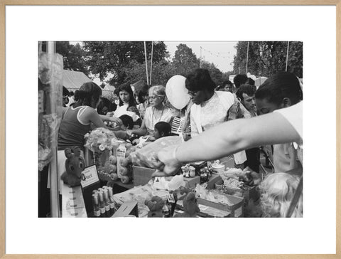 Local community enjoying a stall at Brent Fair, 1973.