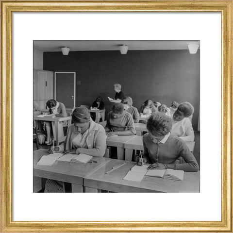 Women practising their shorthand in the commercial department at Brixton College 1955-1969
