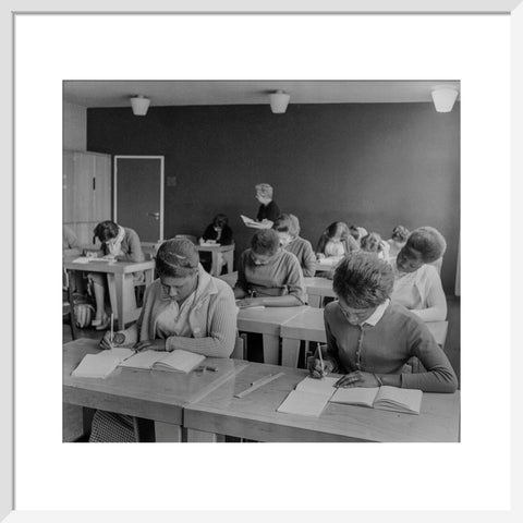 Women practising their shorthand in the commercial department at Brixton College 1955-1969