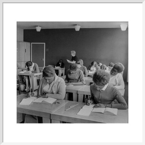Women practising their shorthand in the commercial department at Brixton College 1955-1969