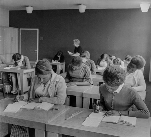 Women practising their shorthand in the commercial department at Brixton College 1955-1969