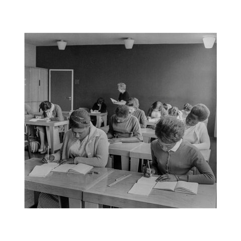 Women practising their shorthand in the commercial department at Brixton College 1955-1969