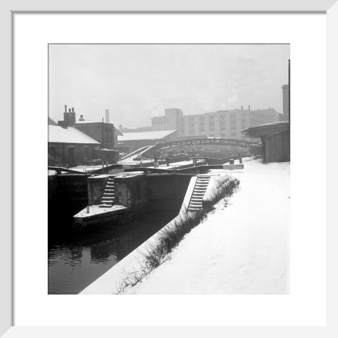 Camden Lock covered in snow