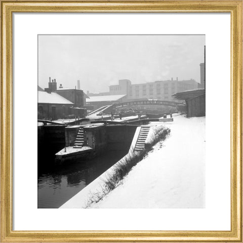 Camden Lock covered in snow