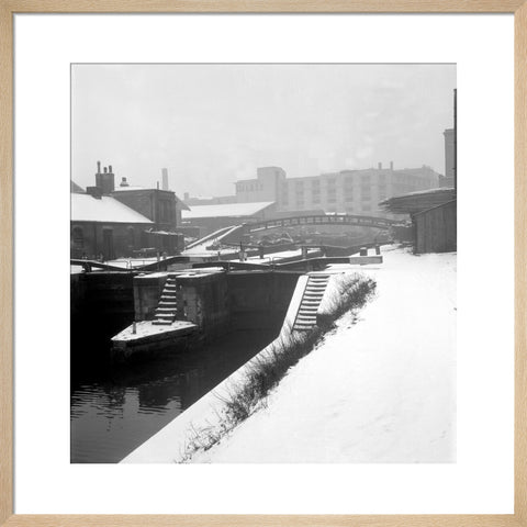 Camden Lock covered in snow