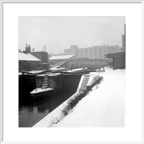 Camden Lock covered in snow