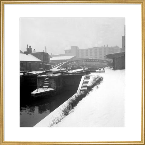 Camden Lock covered in snow