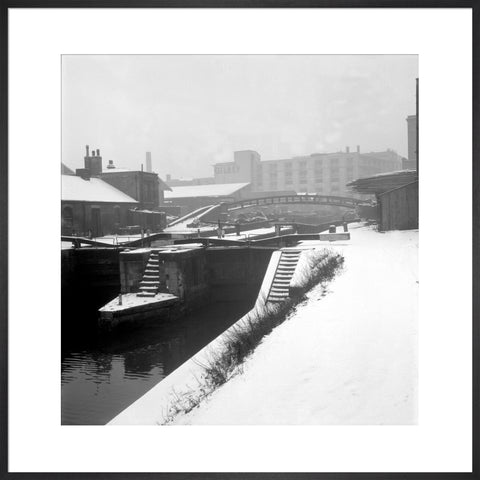 Camden Lock covered in snow