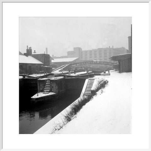 Camden Lock covered in snow