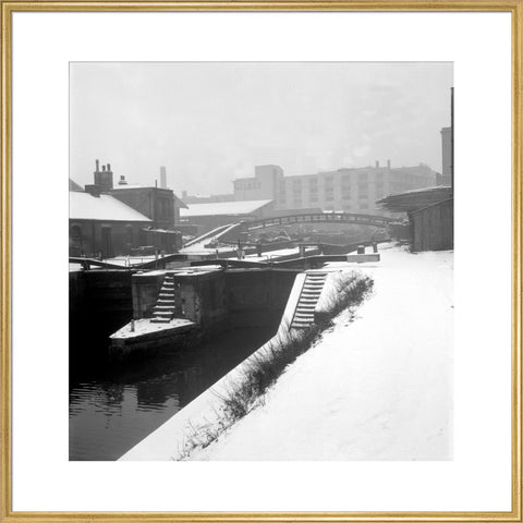 Camden Lock covered in snow