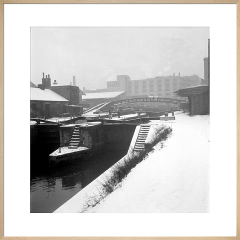 Camden Lock covered in snow