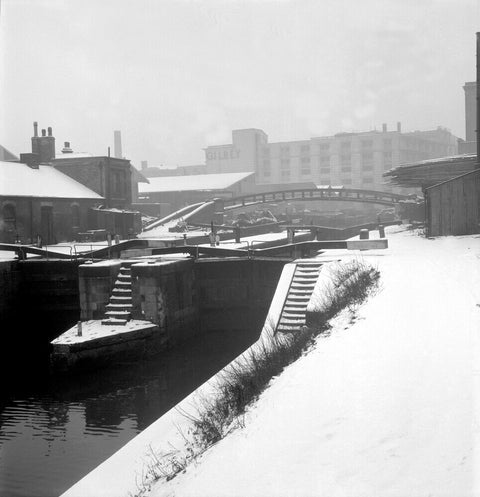 Camden Lock covered in snow