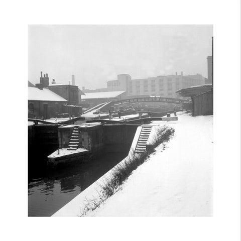 Camden Lock covered in snow