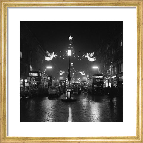The Regent Street Christmas lights at night,1960