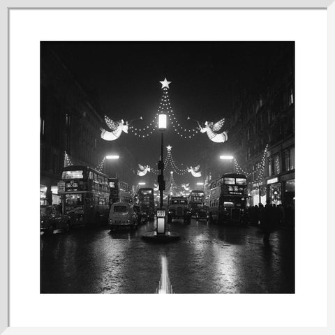 The Regent Street Christmas lights at night,1960