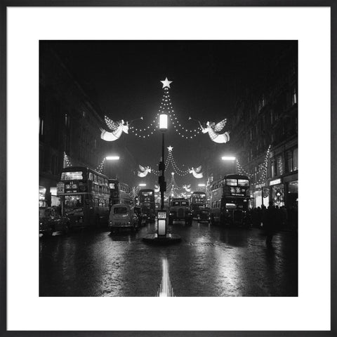 The Regent Street Christmas lights at night,1960