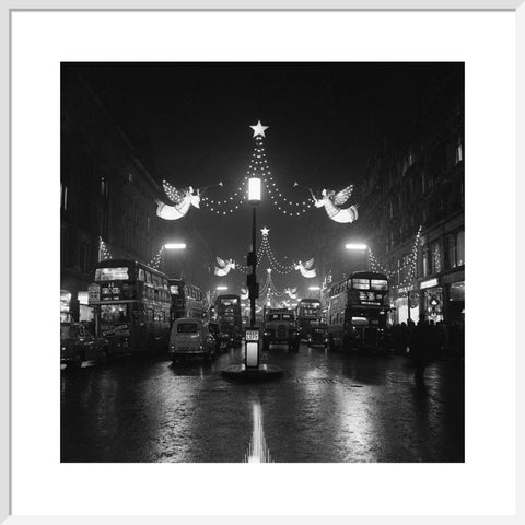 The Regent Street Christmas lights at night,1960