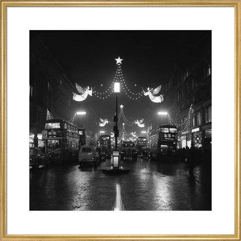 The Regent Street Christmas lights at night,1960