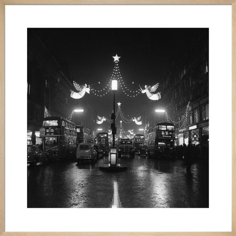The Regent Street Christmas lights at night,1960