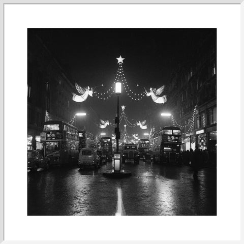 The Regent Street Christmas lights at night,1960