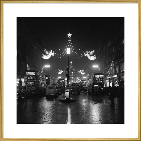 The Regent Street Christmas lights at night,1960