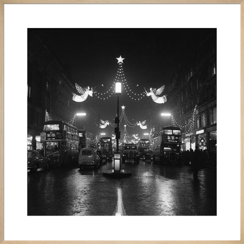 The Regent Street Christmas lights at night,1960