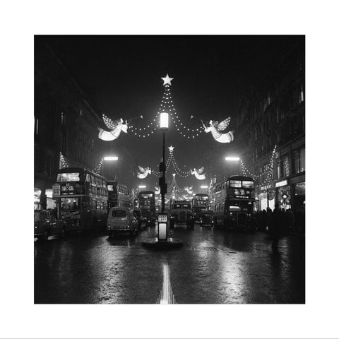 The Regent Street Christmas lights at night,1960