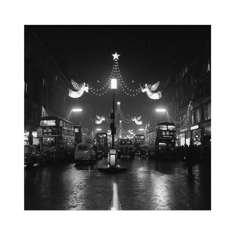 The Regent Street Christmas lights at night,1960