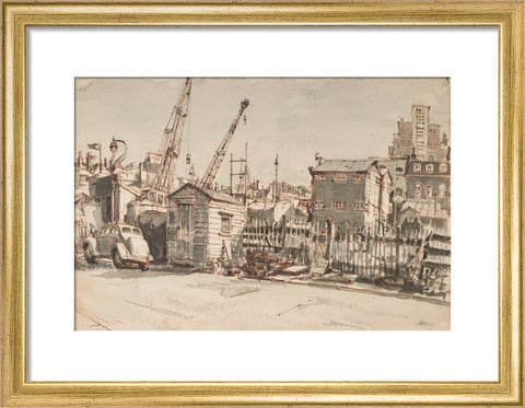 Building site, Notting Hill (Art print, Small, Gold)