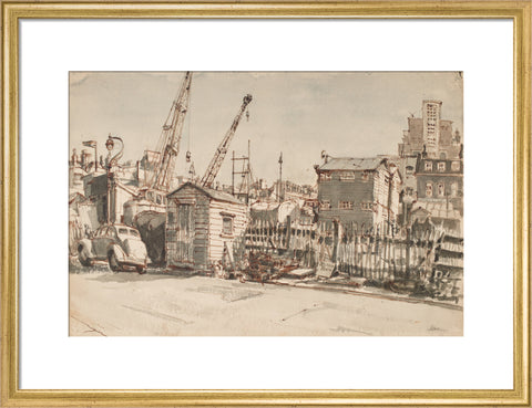 Building site, Notting Hill (Art print, Medium, Gold)