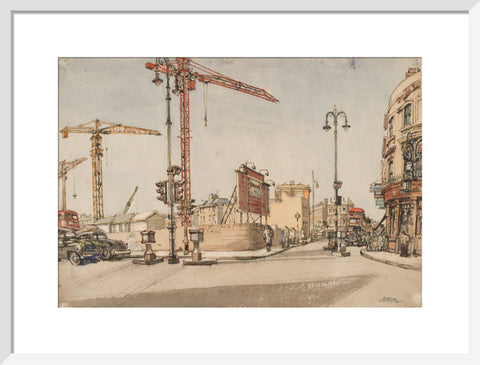 Notting Hill Gate reconstruction (Art print, Medium, White)